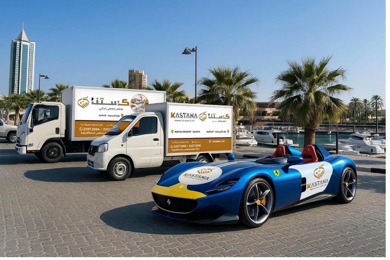 Kastana catering vehicles at the marina
